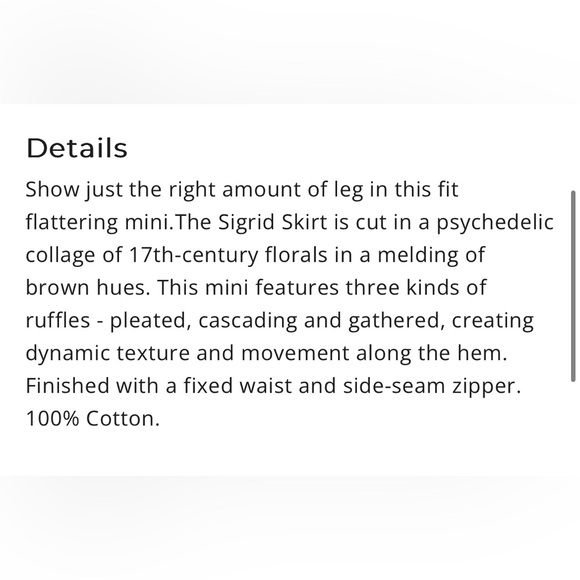 NWT Ulla Johnson Sigrid Skirt in Teak / Brown Floral - Picture 4 of 12